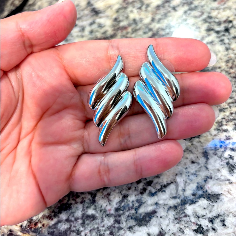 Trendy Viral Chunky Earrings Silver